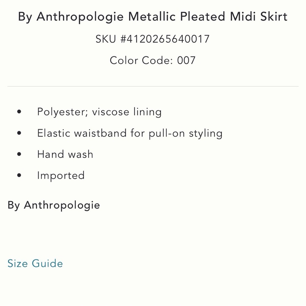 NWT Anthropologie Elegant Gold Pleated Midi Skirt - Picture 5 of 5